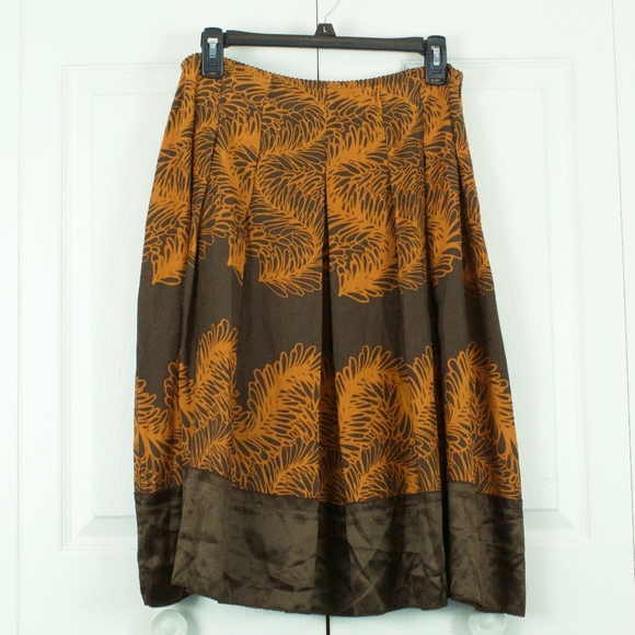 J. Jill Dresses & Skirts - NWOT J. Jill Brown Orange Automn 100% Silk Pleated Accordion Skirt Size 12 P